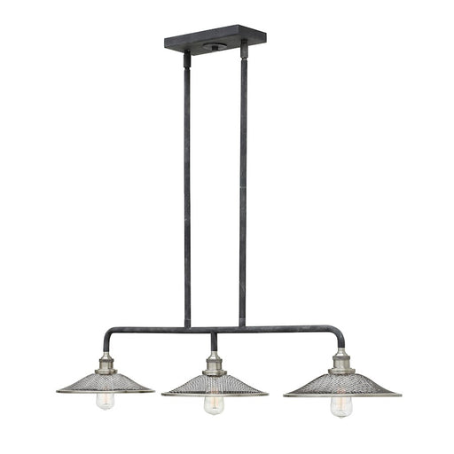 Hinkley Rigby 40in 3-Light Linear Chandelier | Vintage Industrial Aged Zinc Steel | Kitchen Island & Dining Room | 40 x 7 in | Model 4364DZ