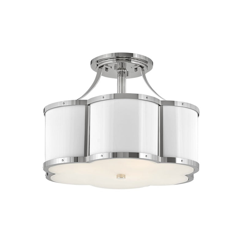 Hinkley Chance 18in 3-Light Semi-Flush Mount | Traditional Heritage Brass Steel and Etched Lens | Entryway & Hallway | 18 x 18 x 13 in | Model 4444HB