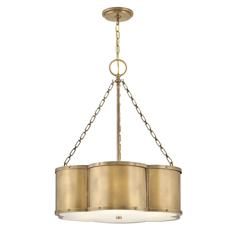 Hinkley Chance 22in 3-Light Chandelier | Traditional Polished Nickel Steel and Polished White Etched Lens | Dining Room & Living Room | 22 | Model 4446PN