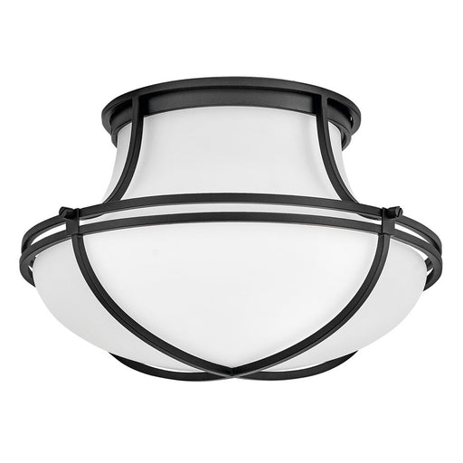 Hinkley Lighting Saddler 3 Light Flush Mount, Black/Etched Opal - 44491BK