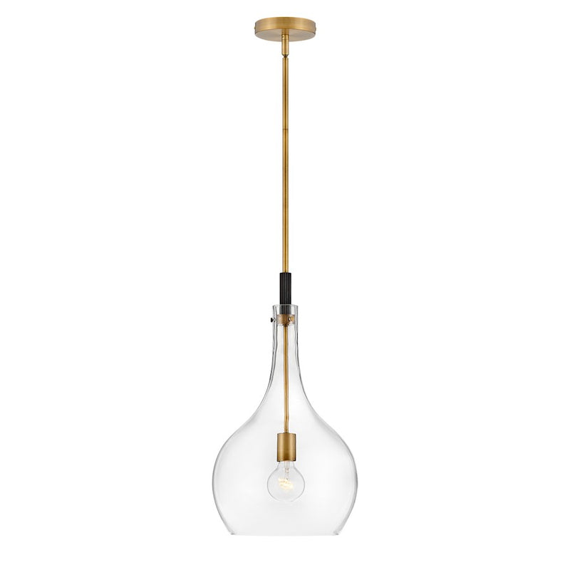 Hinkley Ziggy 12in 1-Light Pendant | Transitional Black Steel and Clear Glass | Kitchen Island & Dining Room | 12 x 12 x 23 in | Model 4457BK-CL