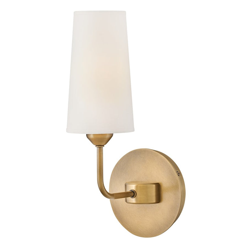 Hinkley Lewis 1-Light Wall Sconce | Traditional Heritage Brass Steel and Natural Paper Shade | Bedroom & Hallway Accent Light | 5.5 x 5.5 | Model 45000HB