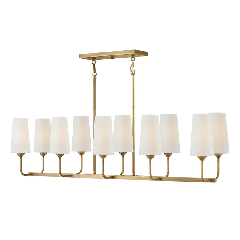 Hinkley Lewis 44in 10-Light Chandelier | Traditional Heritage Brass Steel and Natural Paper Shade | Dining Room & Living Room | 11 x 44 x | Model 45005HB