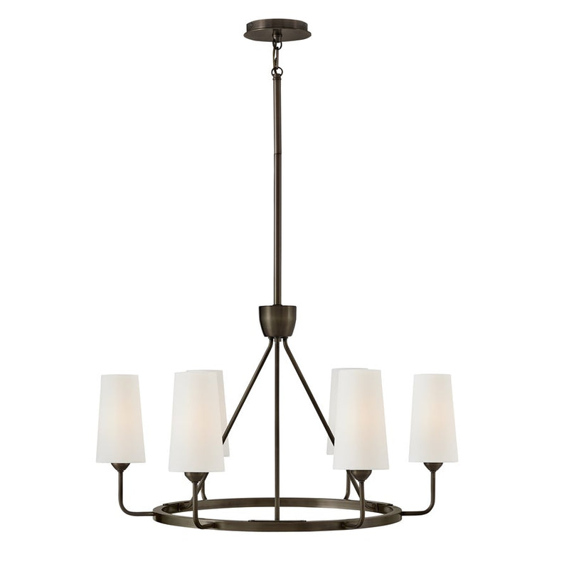 Hinkley Lewis 29in 6-Light Chandelier | Traditional Black Oxide Steel and Natural Paper Shade | Dining Room & Living Room | 28 x 28 x 17 in | Model 45006BX