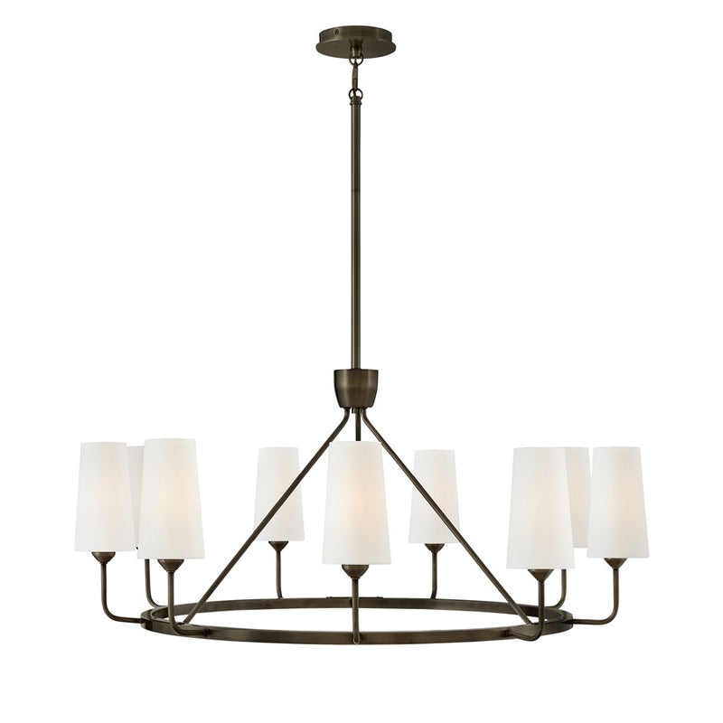 Hinkley Lewis 37in 9-Light Chandelier | Traditional Black Oxide Steel and Natural Paper Shade | Dining Room & Living Room | 37 x 37 x 17 in | Model 45009BX