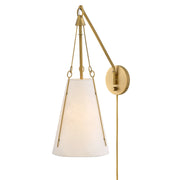 Hinkley Danvers 1-Light Wall Sconce | Transitional Lacquered Dark Brass Steel and Handmade Paper Shade | Bedroom & Hallway Accent Light | Model 45020LDB