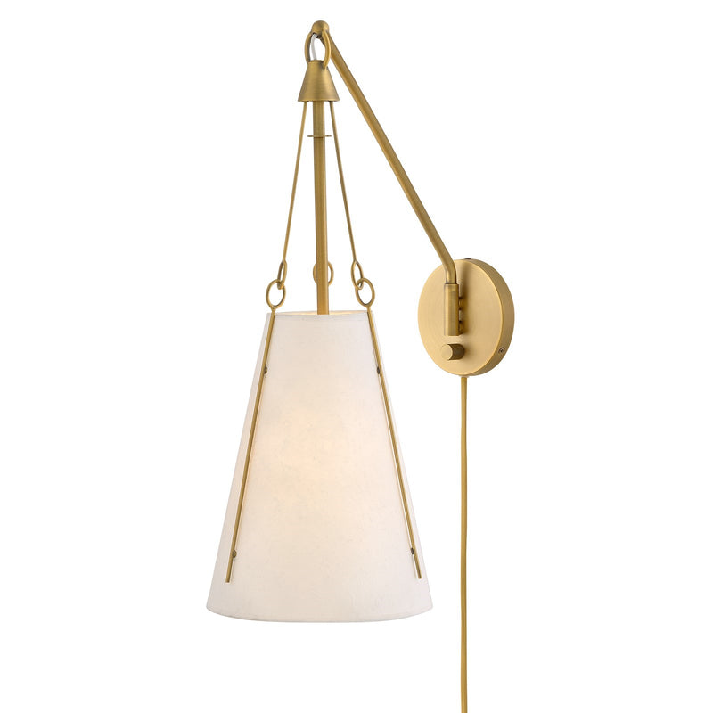 Hinkley Danvers 14in 1-Light Wall Sconce | Transitional Lacquered Dark Brass Steel and Handmade Paper Shade | Bedroom & Hallway Accent | Model 45020LDB
