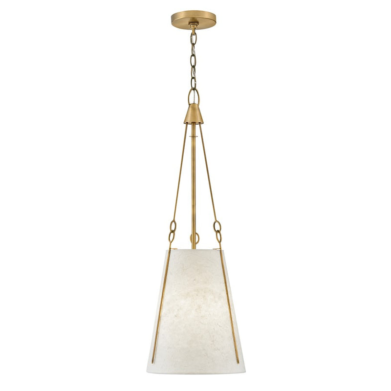 Hinkley Danvers 11in 1-Light Pendant | Traditional Lacquered Dark Brass Steel and Handmade Paper Shade | Kitchen Island & Dining Room | Model 45027LDB