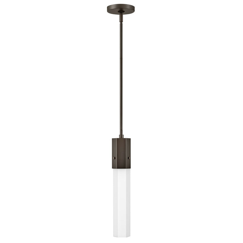 Hinkley Lighting Facet 1 Light Pendant, Black Oxide/Etched Opal