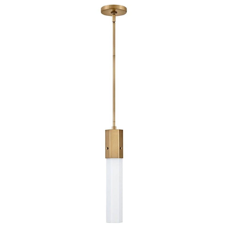 Hinkley Lighting Facet 1 Light Pendant, Heritage Brass/Etched Opal