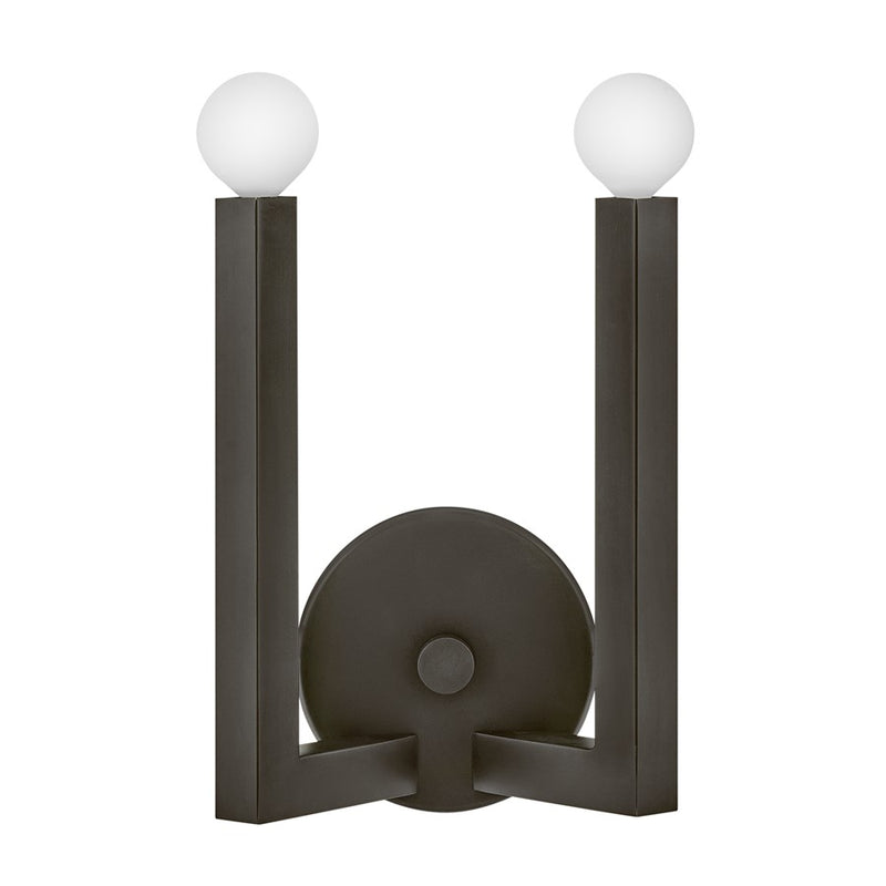 Hinkley Ezra 2-Light Wall Sconce | Transitional Black Oxide Steel | Bedroom & Hallway Accent Light | 4 x 7 x 12 in, Dimmable | Model 45042BX