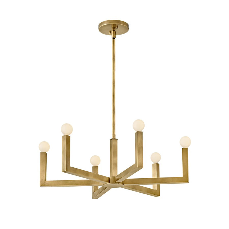 Hinkley Ezra 27in 6-Light Chandelier | Transitional Heritage Brass Steel | Dining Room & Living Room | 27 x 27 x 9 in | Model 45046HB