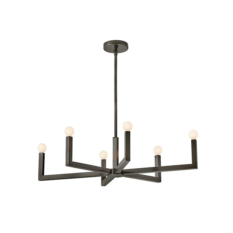 Hinkley Ezra 36in 6-Light Linear Chandelier | Transitional Heritage Brass Steel | Dining Room & Living Room | 20 x 36 x 9 in | Model 45048HB