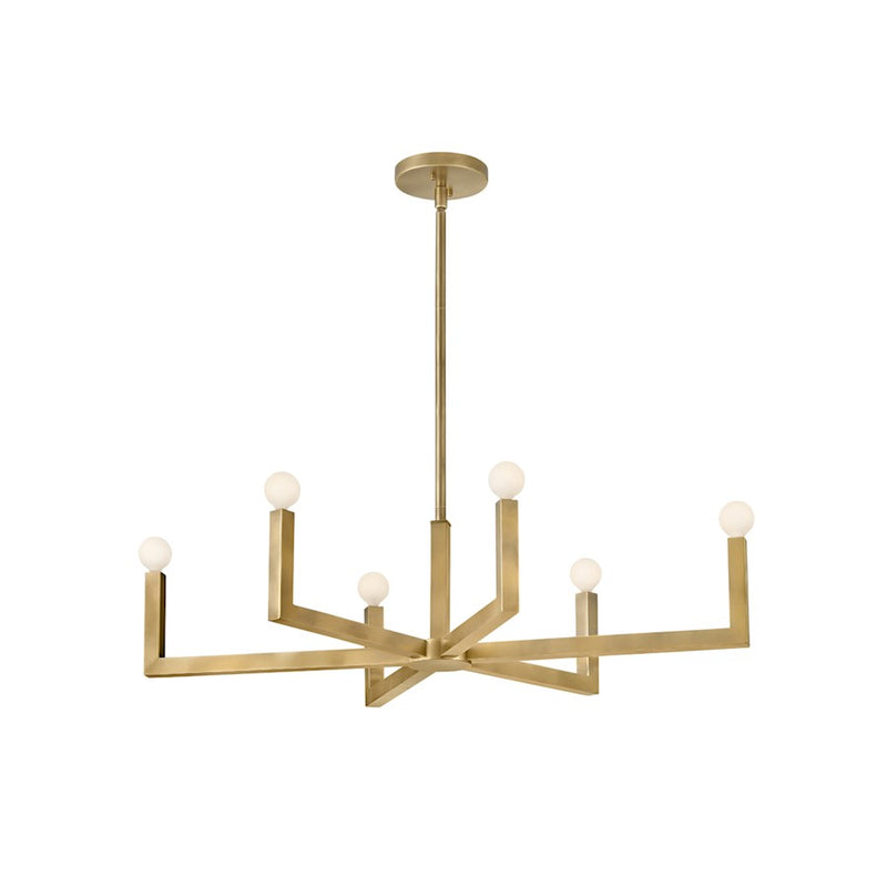 Hinkley Ezra 36in 6-Light Linear Chandelier | Transitional Heritage Brass Steel | Dining Room & Living Room | 20 x 36 x 9 in | Model 45048HB