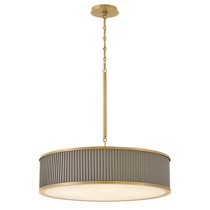 Hinkley Arden 4 Light 8.5" Drum Chandelier, Heritage Brass/White - 45055HB