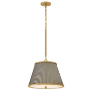 Hinkley Arden 16in 1-Light Pendant | Traditional Heritage Brass Steel and White Pleated Faux Leather | Dining Room & Kitchen Island | 16 x | Model 45057HB