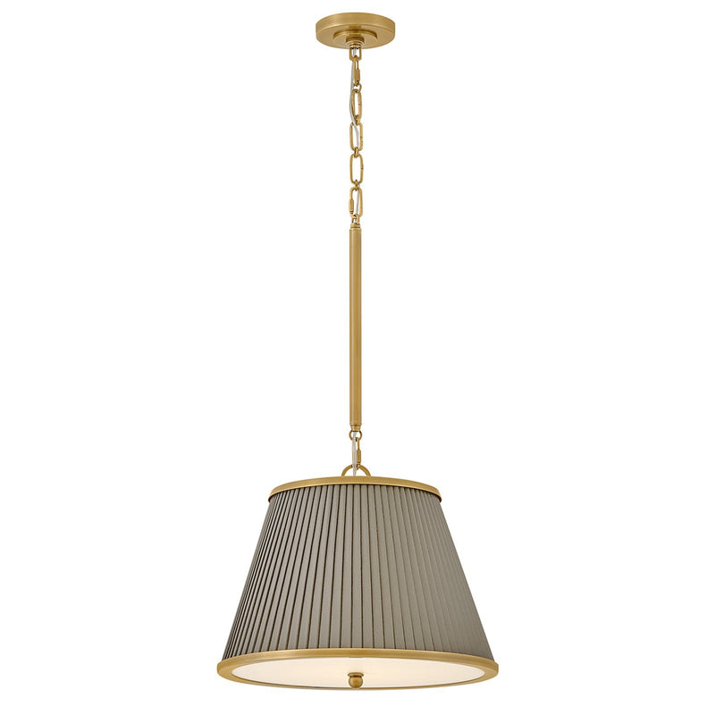 Hinkley Arden 16in 1-Light Pendant | Traditional Heritage Brass Steel and White Pleated Faux Leather | Dining Room & Kitchen Island | 16 x | Model 45057HB