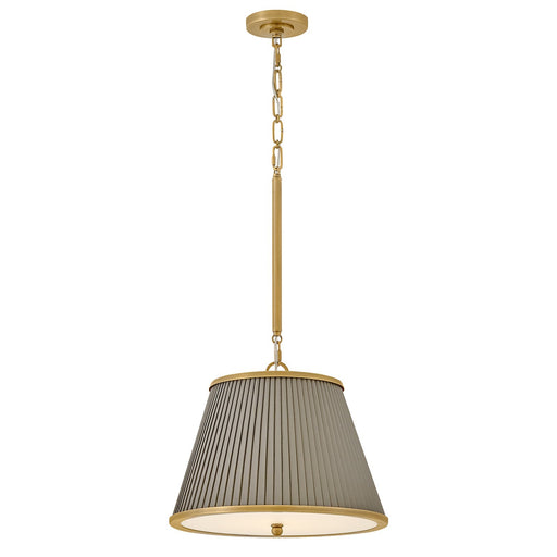 Hinkley Arden 16in 1-Light Pendant | Traditional Heritage Brass Steel and White Pleated Faux Leather | Dining Room & Kitchen Island | 16 x | Model 45057HB