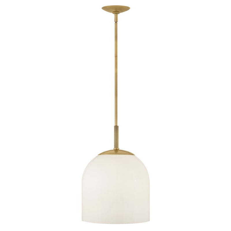 Hinkley Willa 12in 1-Light Pendant | Traditional Heritage Brass Steel and Cased Opal Glass | Kitchen Island & Dining Room | 12 x 12 x 16 in | Model 45097HB