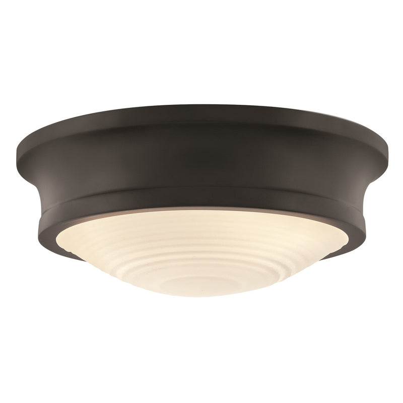 Hinkley Ellis 14in 3-Light Flush Mount | Transitional Black Steel and Etched Opal Glass | Hallway & Bedroom | 14 x 14 x 5 in | Model 45123BK