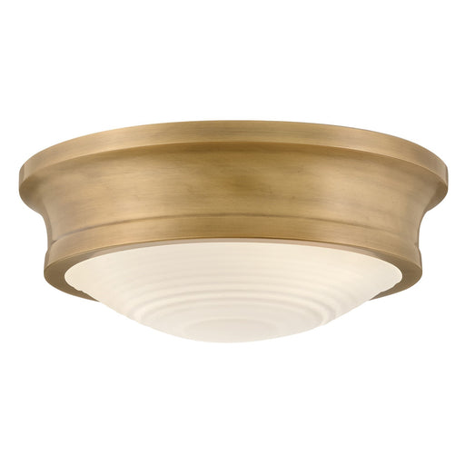 Hinkley Ellis 14in 3-Light Flush Mount | Transitional Heritage Brass Steel and Etched Opal Glass | Hallway & Bedroom Ceiling Light | 14 x | Model 45123HB