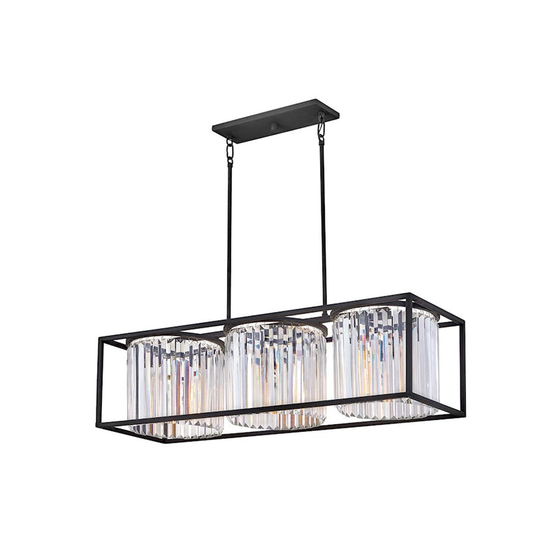 Hinkley Giada 38in 3-Light Chandelier | Modern Black Steel and Crystal Prism | Living Room & Dining Room | 12 x 38 x 14 in | Model 4556BK