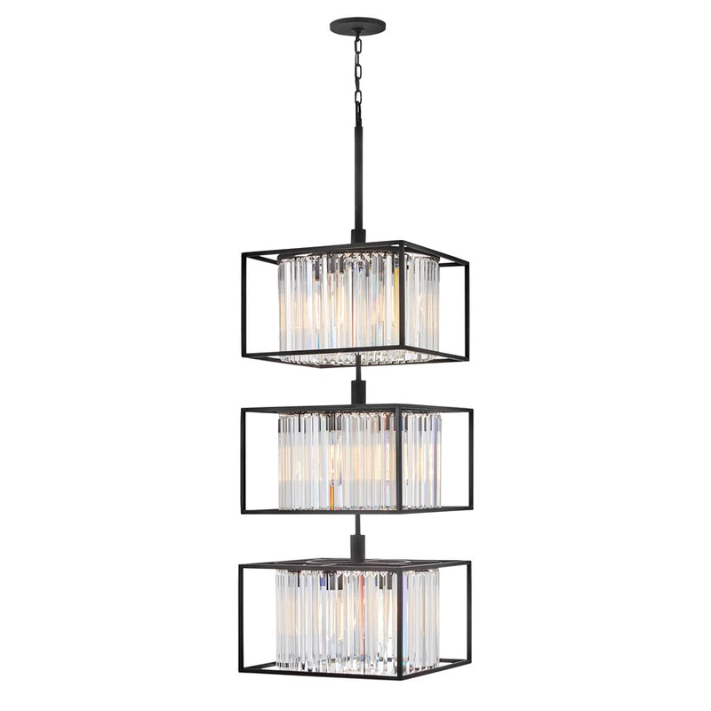 Hinkley Giada 20in 18-Light Chandelier | Modern Black Steel and Crystal | Living Room & Dining Room | 20 x 20 x 50 in | Model 4558BK