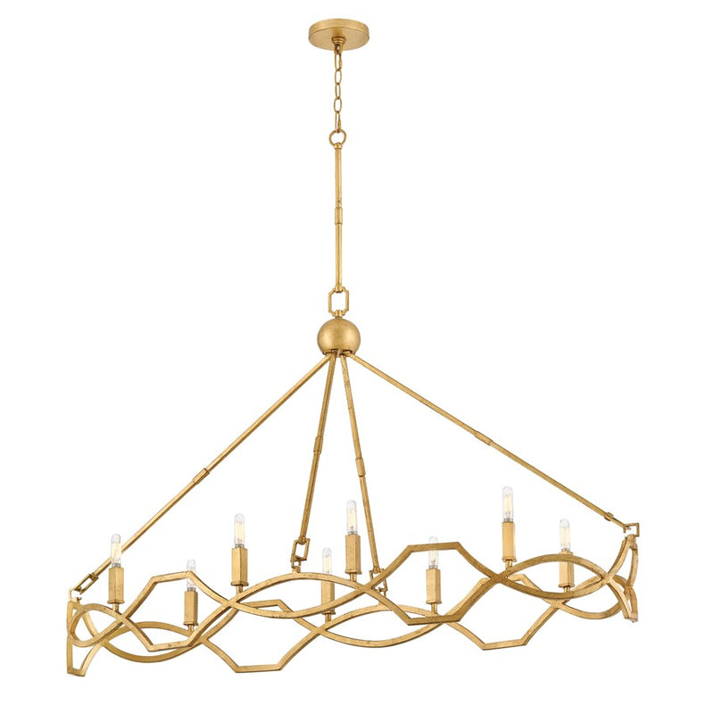 Hinkley Leona 44in 8-Light Chandelier | Traditional Distressed Brass Steel | Dining Room & Living Room | 16 x 49 x 43 in | Model 45785DA