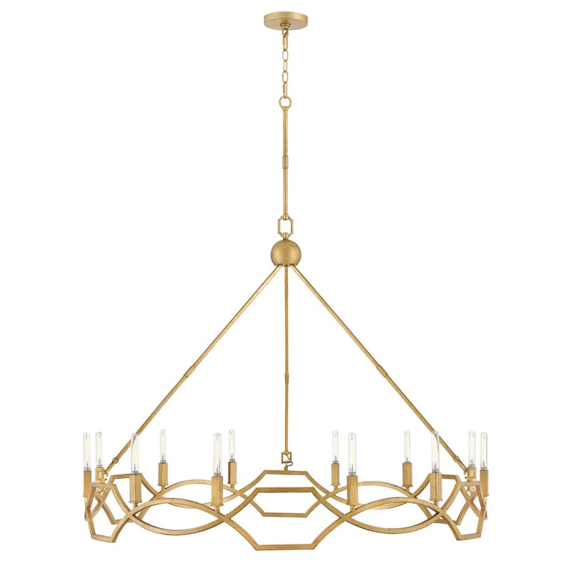 Hinkley Lighting Leona 12 Light Chandelier, Distressed Brass - 45786DA