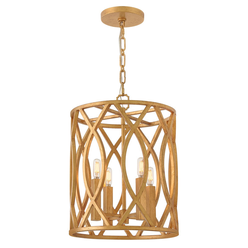 Hinkley Leona 14in 4-Light Pendant | Traditional Distressed Brass Steel and Exposed Bulb | Dining Room & Kitchen Island | 14 x 14 x 18 in | Model 45787DA