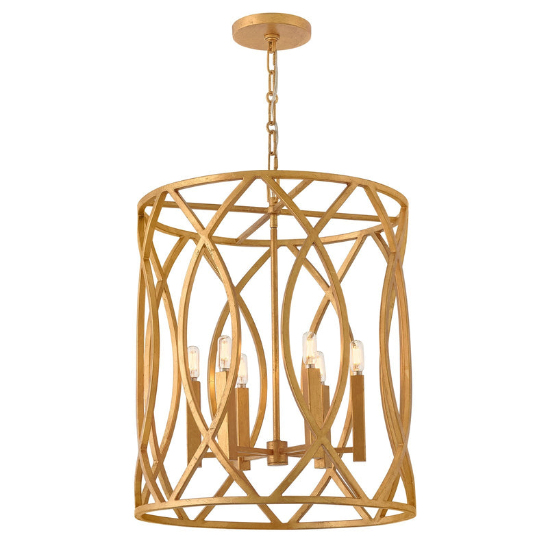Hinkley Leona 22in 6-Light Chandelier | Traditional Distressed Brass Steel | Dining Room & Living Room | 22 x 22 x 25 in | Model 45789DA
