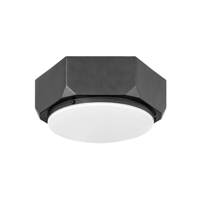 Hinkley Hex 16in 3-Light Flush Mount | Industrial Warm Brass Steel and Etched Opal Glass | Hallway & Foyer Entryway | 16 x 16 x 6 in | Model 4583WS