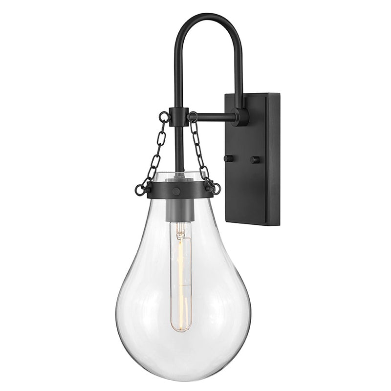 Hinkley Lighting Eloise 1 Light Wall Mount, Black/Clear