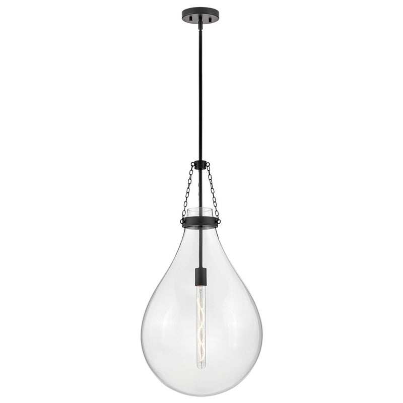 Hinkley Lighting Eloise 1 Light 31" Pendant, Black/Clear