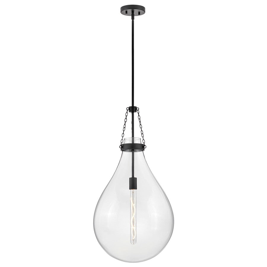 Hinkley Lighting Eloise 1 Light 31" Pendant, Black/Clear - 46054BK
