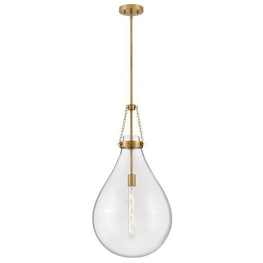 Hinkley Lighting Eloise 1 Light 31" Pendant, Lacquered Brass/Clear - 46054LCB