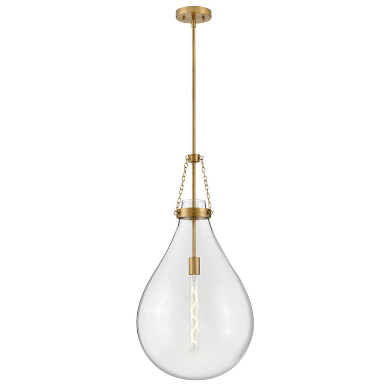 Hinkley Lighting Eloise 1 Light 31" Pendant, Lacquered Brass/Clear