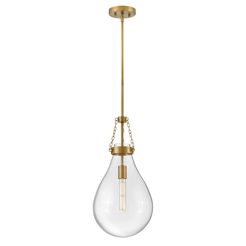 Hinkley Lighting Eloise 1 Light 22" Pendant, Lacquered Brass/Clear