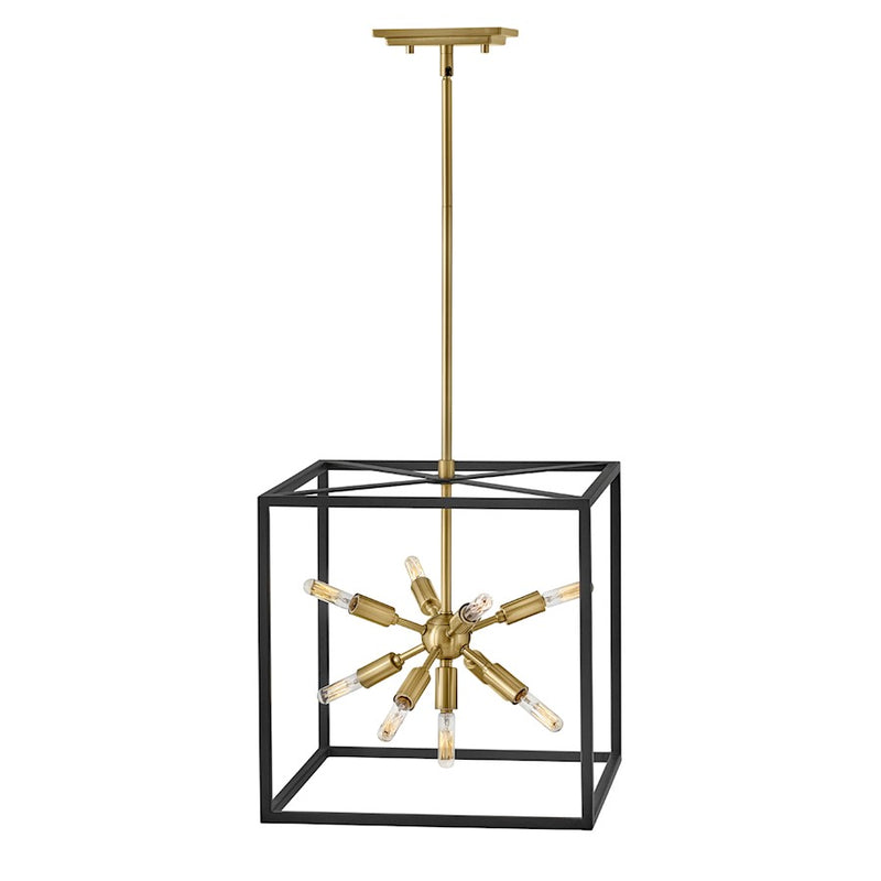Hinkley Aros 13in 7-Light Pendant | Mid-Century Modern Black Steel and Polished Nickel | Kitchen Island & Dining Room | 13 x 13 x 14 in | Model 46313BLK-PN