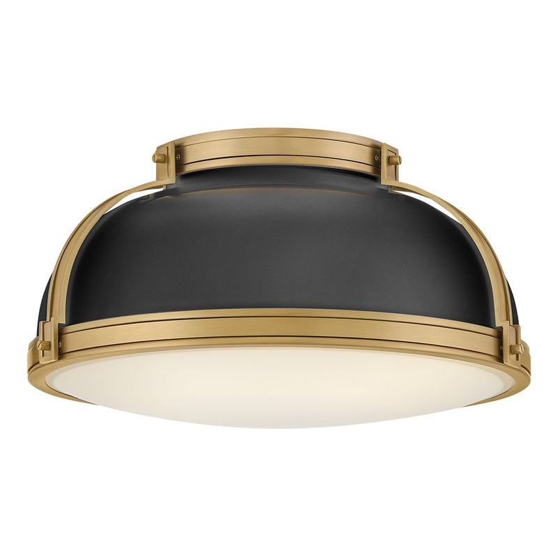 Hinkley Lighting Barton 3 Light Flush Mount, Black/Etched Opal - 46353BK-LCB