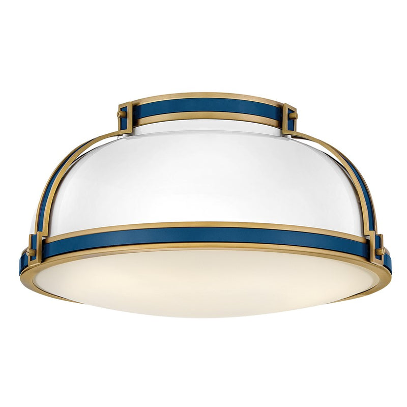 Hinkley Barton 18in 3-Light Flush Mount | Transitional Gloss White Steel and Etched Opal Glass | Living Room & Hallway | 18 x 18 x | Model 46353GW-LCB
