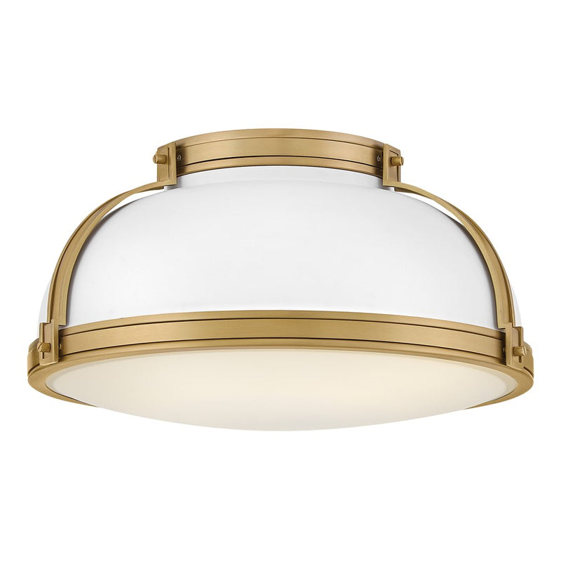 Hinkley Barton 18in 3-Light Flush Mount | Transitional Matte White Steel and Etched Opal Glass | Bedroom & Hallway Ceiling Light | 18 | Model 46353MW-LCB