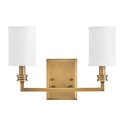 Hinkley Lighting Moore 2 Light Wall Mount, Heritage Brass/Etched Opal - 46412HB