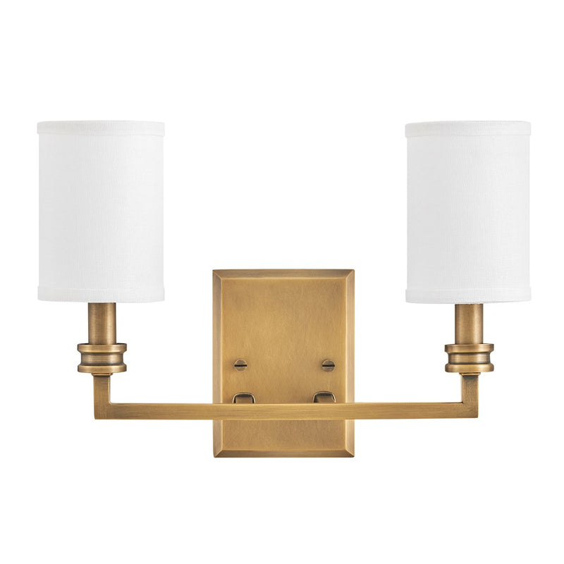 Hinkley Lighting Moore 2 Light Wall Mount, Heritage Brass/Etched Opal