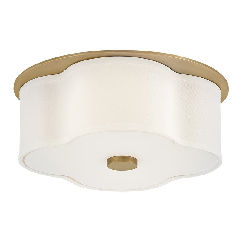 Hinkley Lighting Delaney 2 Light Flush Mount, Heritage Brass/Etched