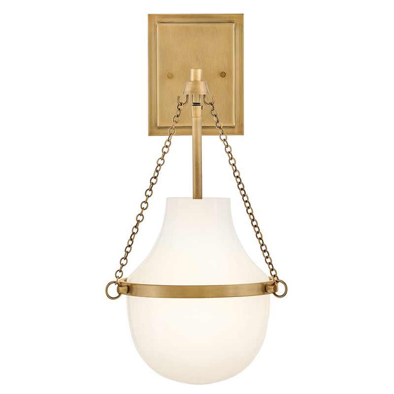 Hinkley Collins 10in 1-Light Bath Sconce | Transitional Heritage Brass Steel and Cased Opal Glass | Bathroom Vanity & Powder Room | 10.25 | Model 46890HB