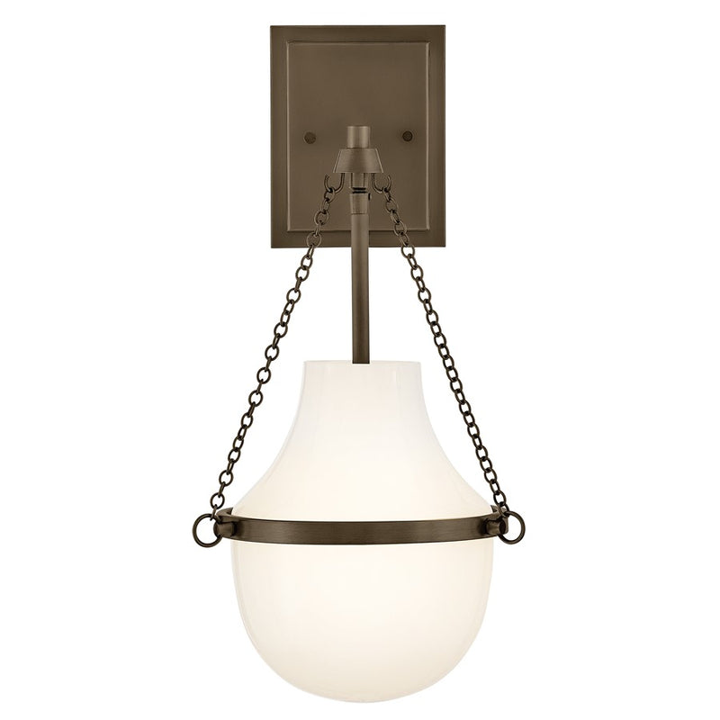 Hinkley Collins 1-Light Bath Sconce | Transitional Heritage Bronze Steel and Cased Opal Glass | Bathroom Vanity & Hallway Accent | 10.25 x | Model 46890HZ