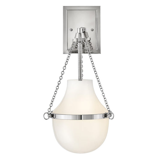 Hinkley Lighting Collins 1Lt Bath Sconce, Polished Nickel/Cased Opal - 46890PN