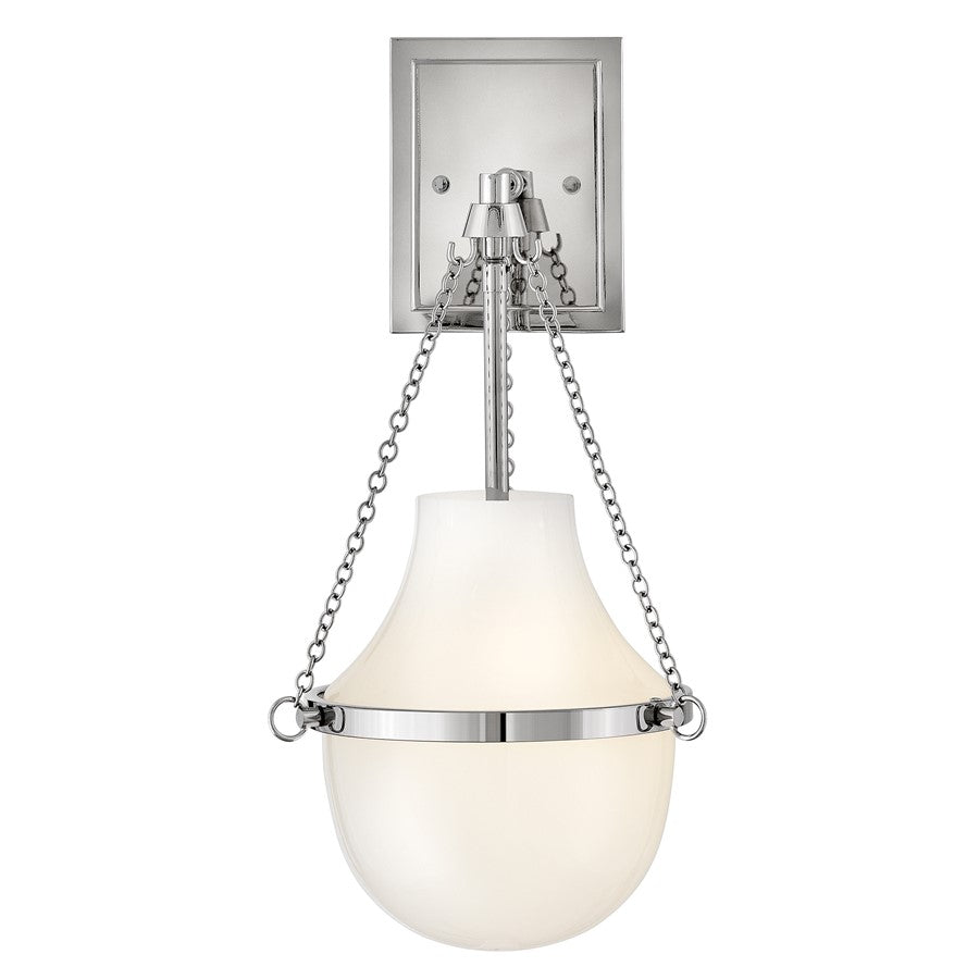 Hinkley Lighting Collins 1Lt Bath Sconce, Polished Nickel/Cased Opal - 46890PN