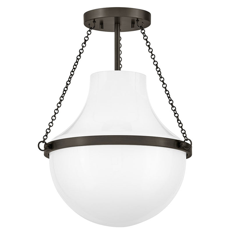 Hinkley Collins 1Lt 18" Semi-Flush Mount, Black Oxide/Cased Opal